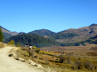 Ausblick auf das schöne Phobjika-Tal Bhutan